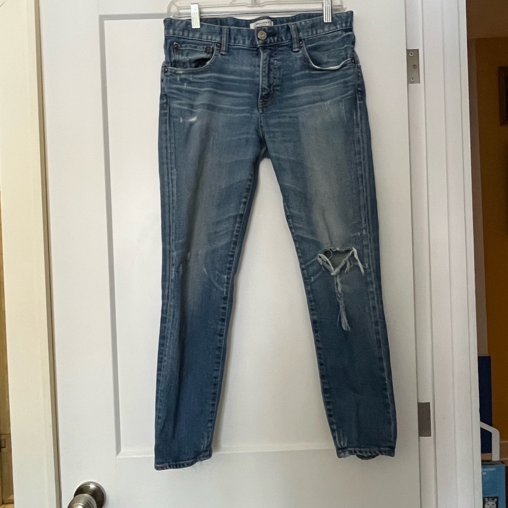 Moussy Vintage Distressed Cropped Medium Blue Jeans 29 - Picture 2 of 10